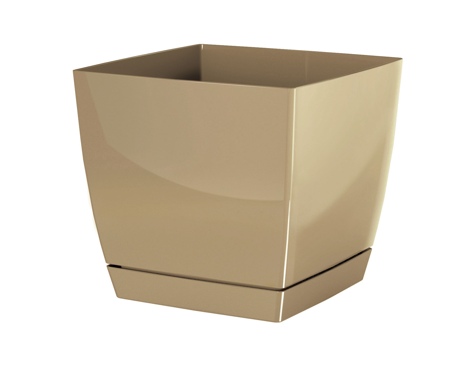 Prosper Plast Vaso Per Fiori Coubi In Plastica Riciclata: 18x18x16,5 Cm, Colore Grigio Scuro. Ecologico E Resistente, Ideale Per Interni Ed Esterni.