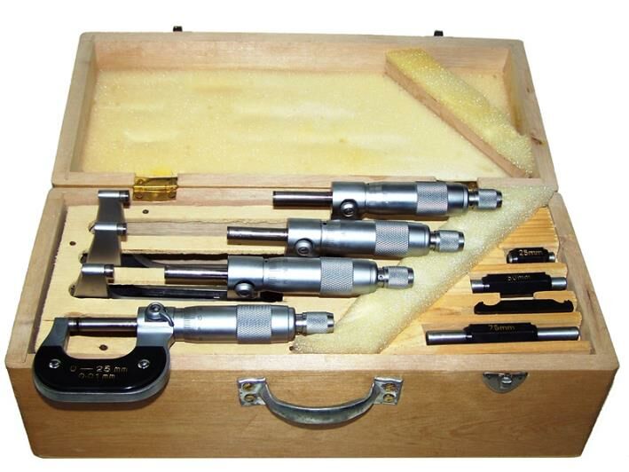 Buitenmicrometer, 0-25mm 25-50mm 50-75mm 75-100mm 0,001 mm