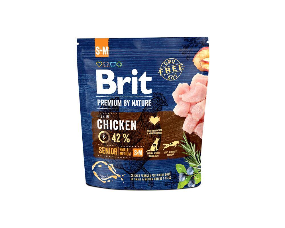 Karma sucha dla psa PREMIUM BY NATURE Senior S+M 1 kg Brit