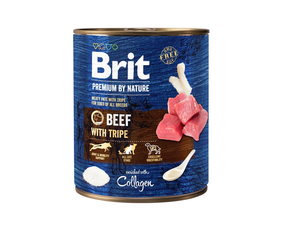 Karma mokra dla psa PREMIUM BY NATURE z wołowiną 800 g BEEF&TRIPES Brit
