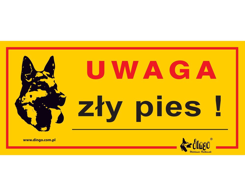 Tabliczka ostrzegawcza metalowa 'Uwaga zły pies' Dingo