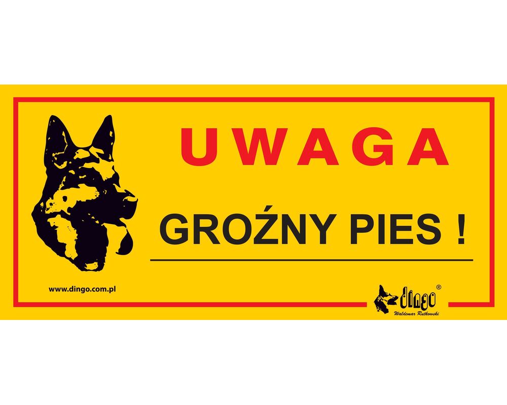 Tabliczka ostrzegawcza metalowa 'Uwaga groźny pies' Dingo