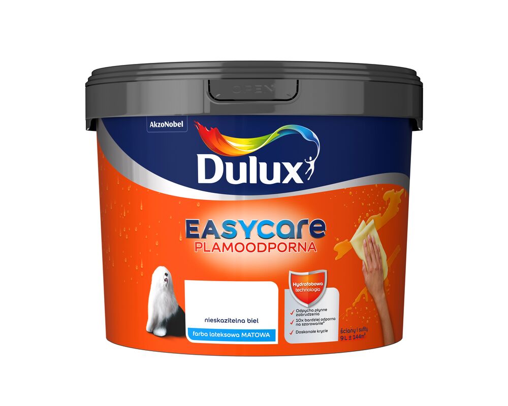 Farba lateksowa EasyCare Plamoodporna Nieskazitelna Biel 9 l Dulux