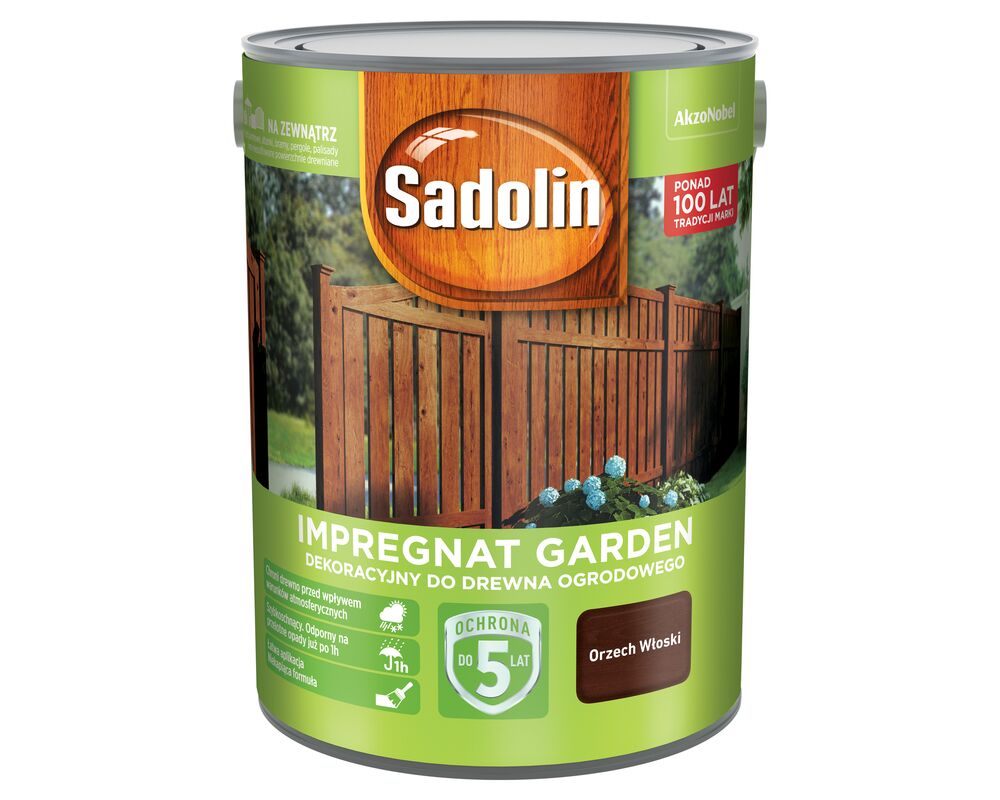 Impregnat Dekoracyjny do drewna ogrodowego Garden Orzech Włoski 5 l Sadolin