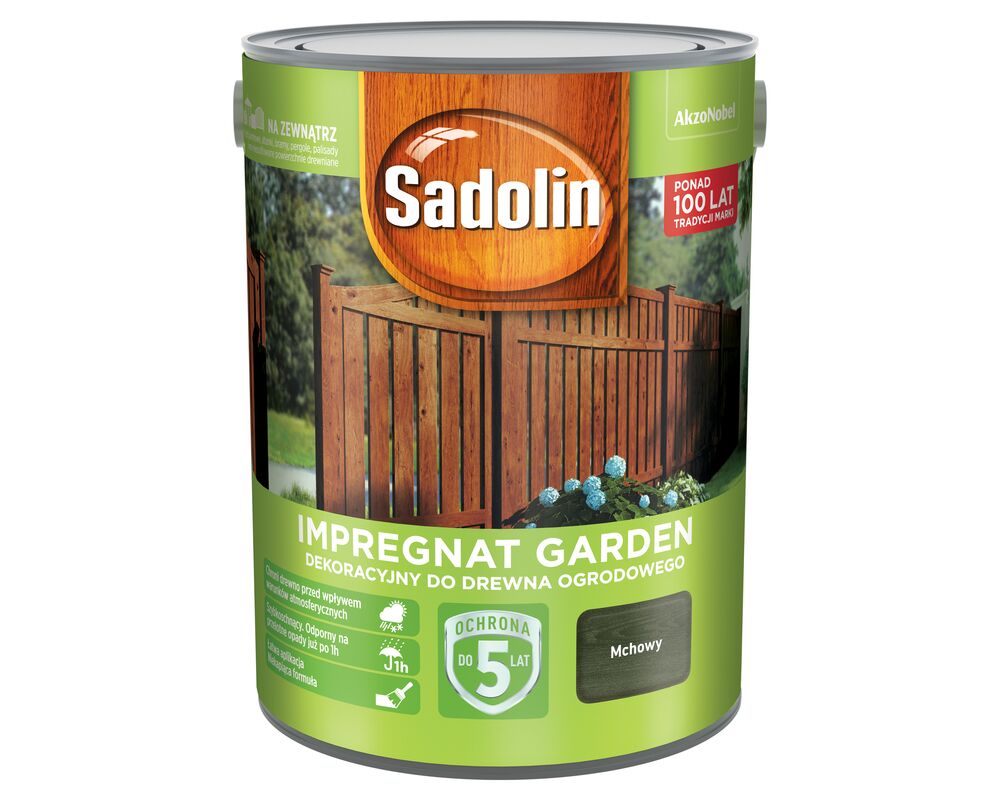 Impregnat Dekoracyjny do drewna ogrodowego Garden Mchowy 5 l Sadolin