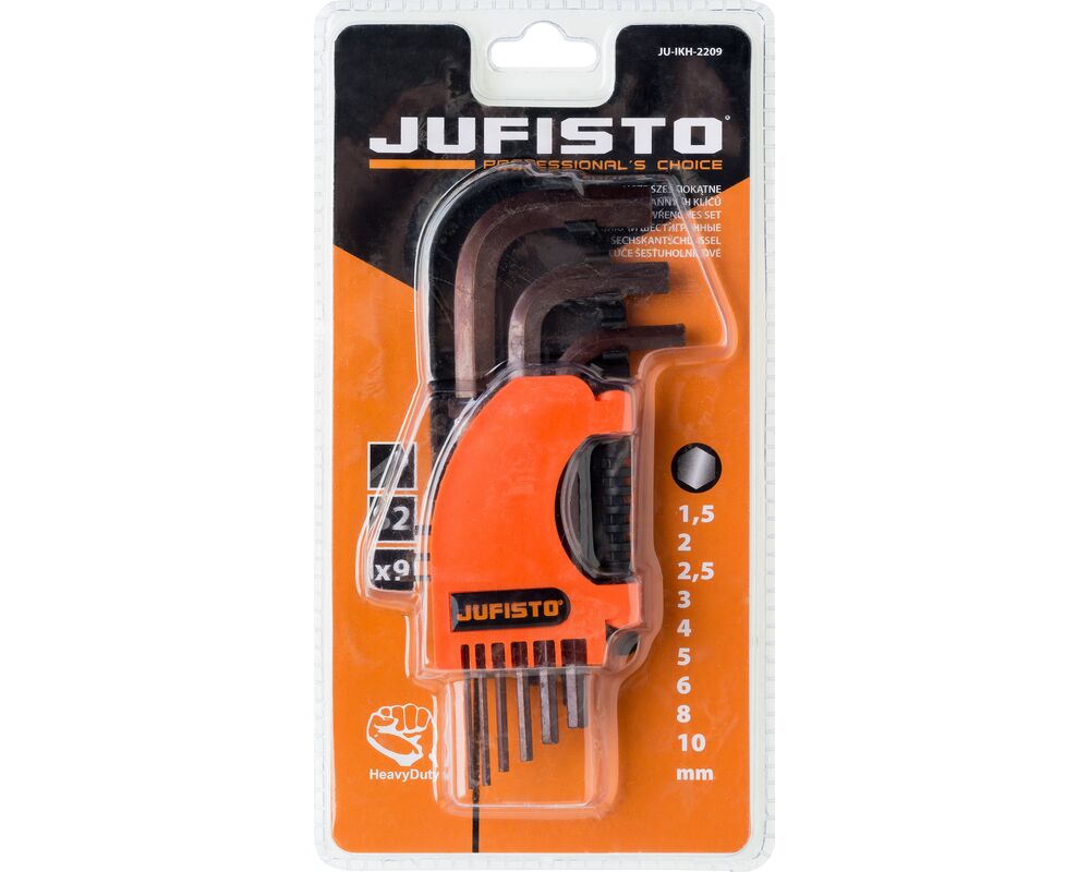 Klucz sześciokątny S2 15-10 mm zestaw 9 sztuk Jufisto