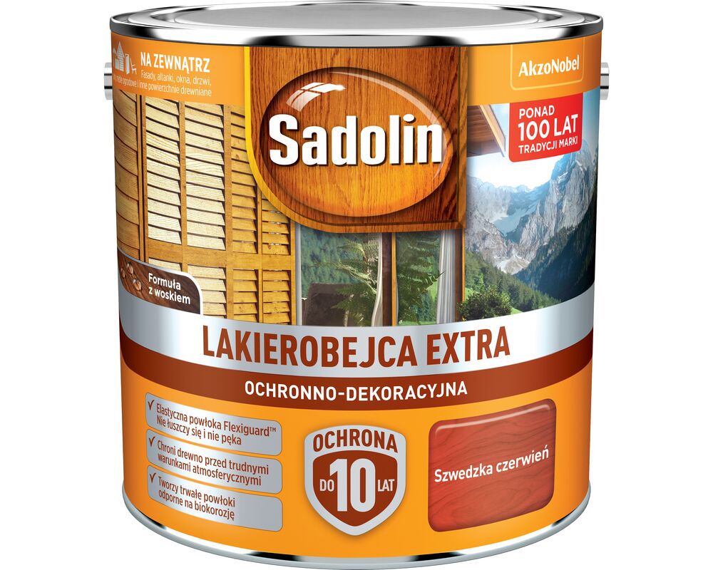 Lakierobejca Ochronno-Dekoracyjna Extra Szwedzka Czerwień 2,5 l Sadolin