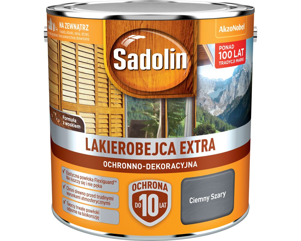 Lakierobejca Ochronno-Dekoracyjna Extra Ciemny Szary 2,5 l Sadolin