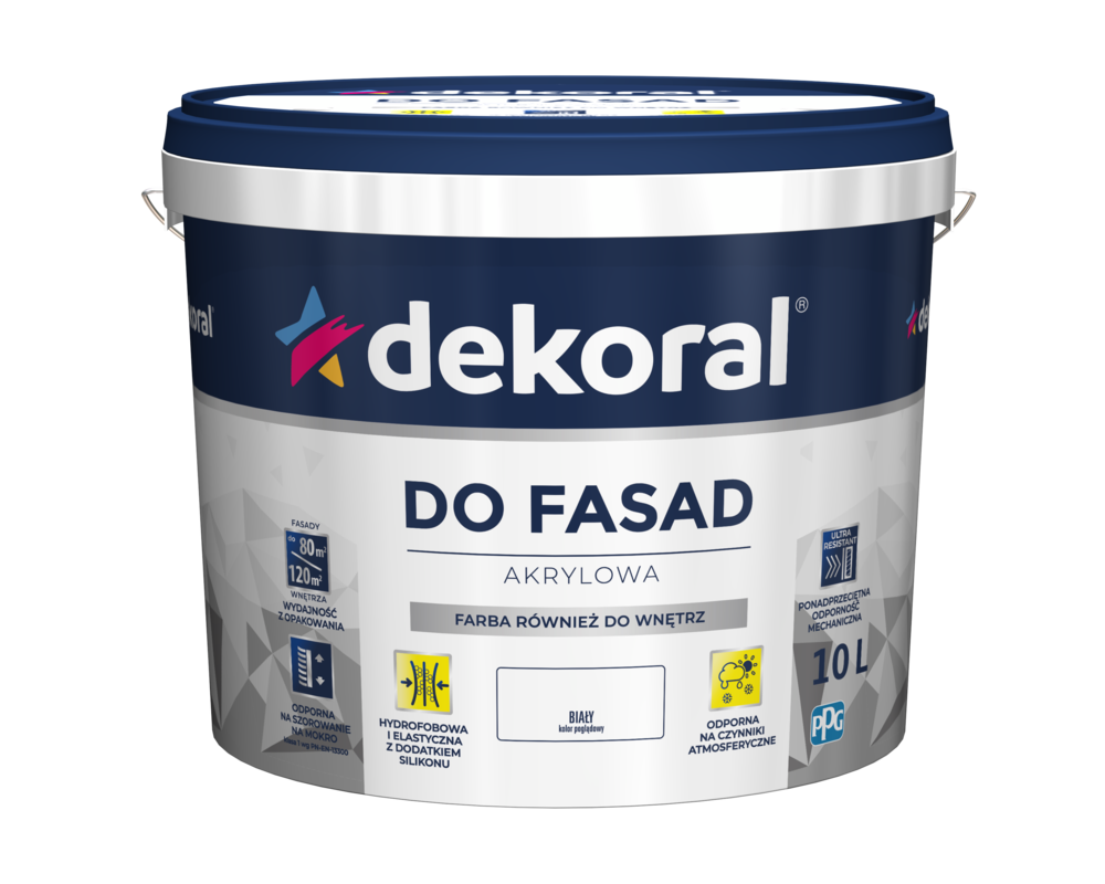Farba DO FASAD Śnieżnobiały 10 l Dekoral