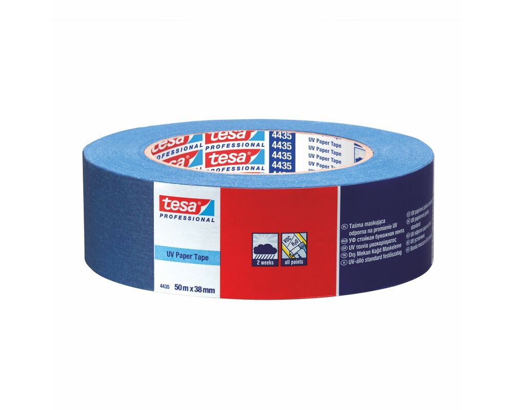 Taśma malarska maskująca Professional odporna na promieniowanie UV 50 m x 38 mm niebieska tesa®