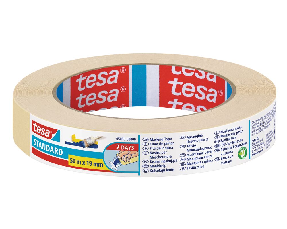 Taśma malarska maskująca Standard 50 m x 19 mm beżowa tesa®