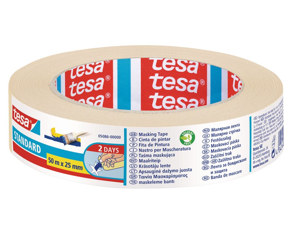 Taśma malarska maskująca Standard 50 m x 25 mm beżowa tesa®