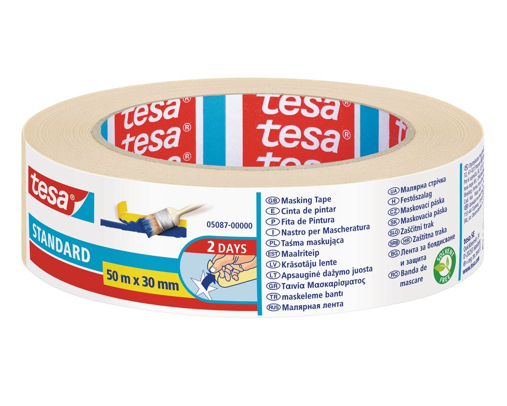 Taśma malarska maskująca Standard 50 m x 30 mm beżowa tesa®