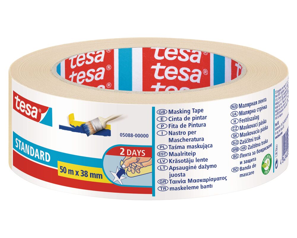 Taśma malarska maskująca Standard 50 m x 38 mm beżowa tesa®