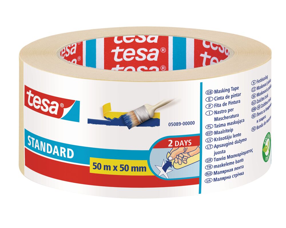 Taśma malarska maskująca Standard 50 m x 50 mm beżowa tesa®
