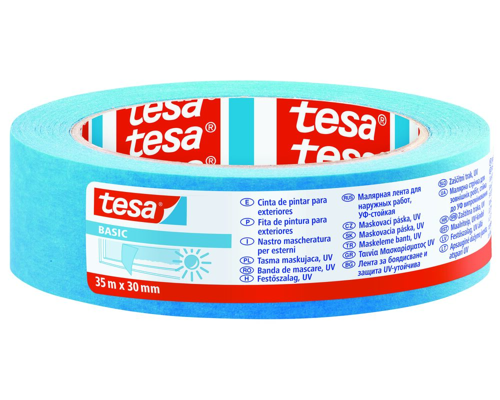Taśma malarska maskująca Basic odporna na promieniowanie UV 35 m x 30 mm niebieska tesa®