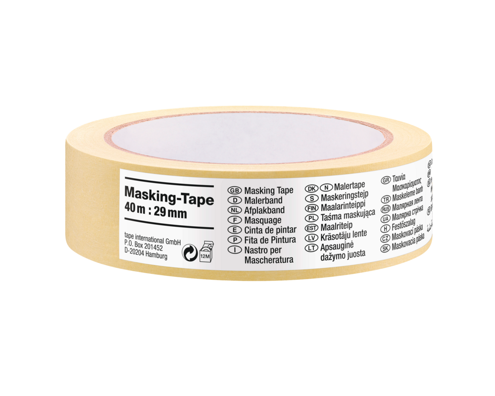 Taśma malarska maskująca Standard papierowa 40 m x 30 mm żółta tesa®