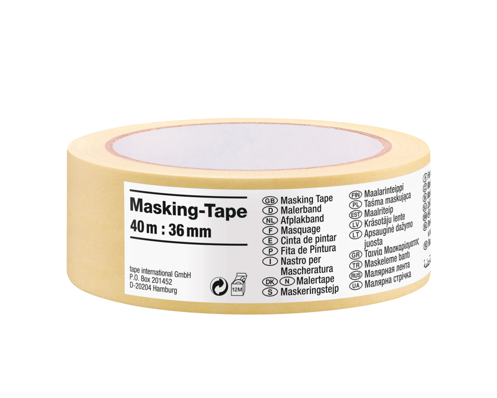 Taśma malarska maskująca Standard papierowa 40 m x 38 mm żółta tesa®