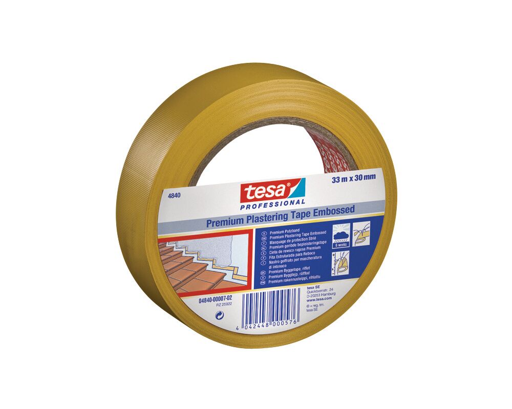 Taśma tynkarska Profesjonalna PVC UV 6 tygodni żółta 33 m x 30 mm tesa