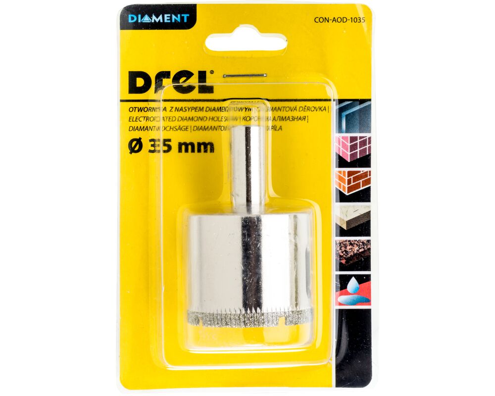 Otwornica z nasypem diamentowym 35 mm Drel