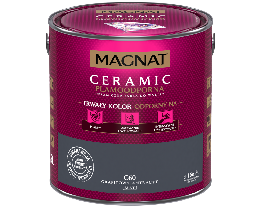 Farba ceramiczna grafitowy antracyt C60 2,5 l Magnat