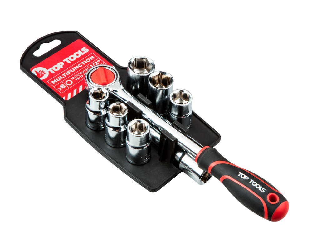 Klucz nasadowy 1/2", zestaw 8 sztuk Top Tools