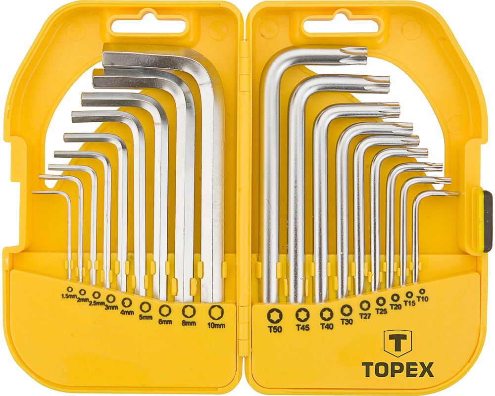 Klucz sześciokątny i Torx, zestaw 18 sztuk TOPEX