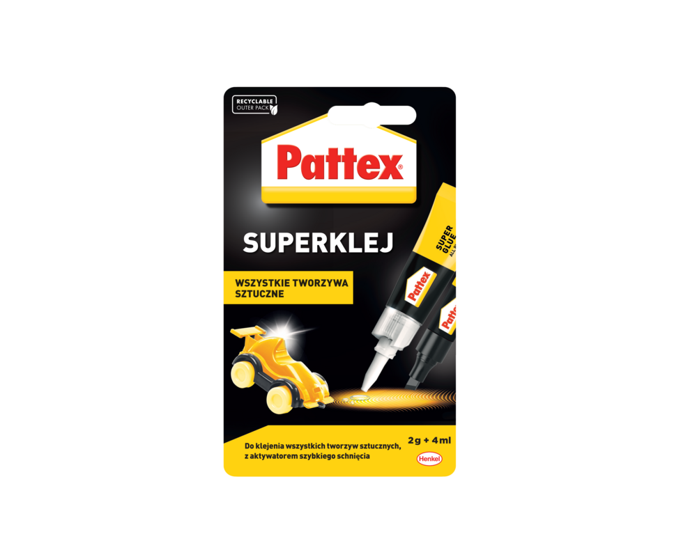 Klej błyskawiczny S.O.S. Super Klej do plastiku 2 g + 4 ml Pattex