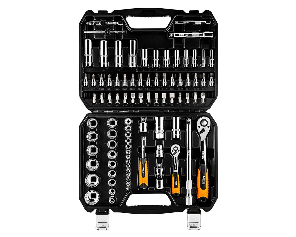 Klucz nasadowy 1/4", 1/2" zestaw 86 sztuk CrV NEO
