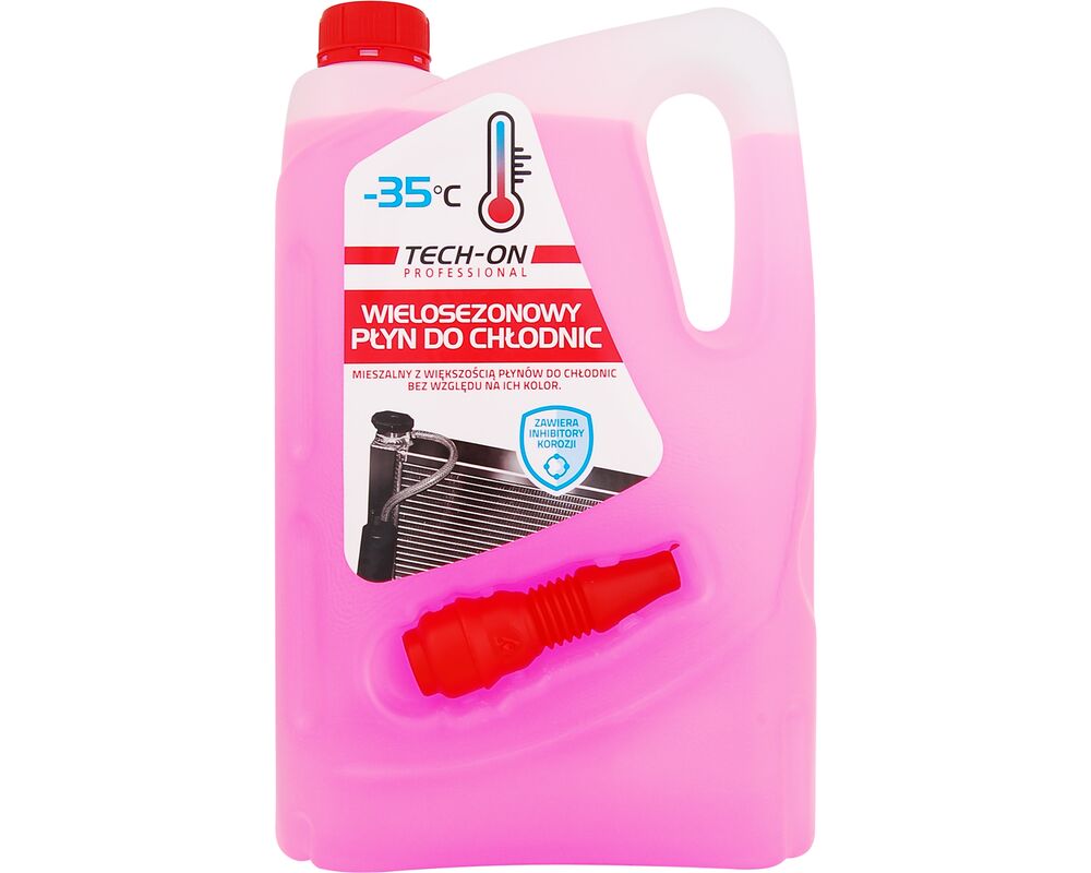 Płyn do chłodnic + lejek -35°C różowy - gotowy do użycia 4 l TECH-ON