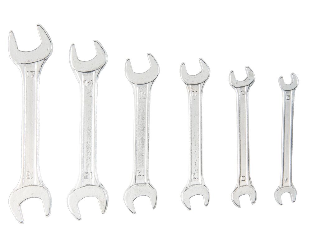 Klucz płaski dwustronny 6 - 17 mm, zestaw 6 sztuk Top Tools