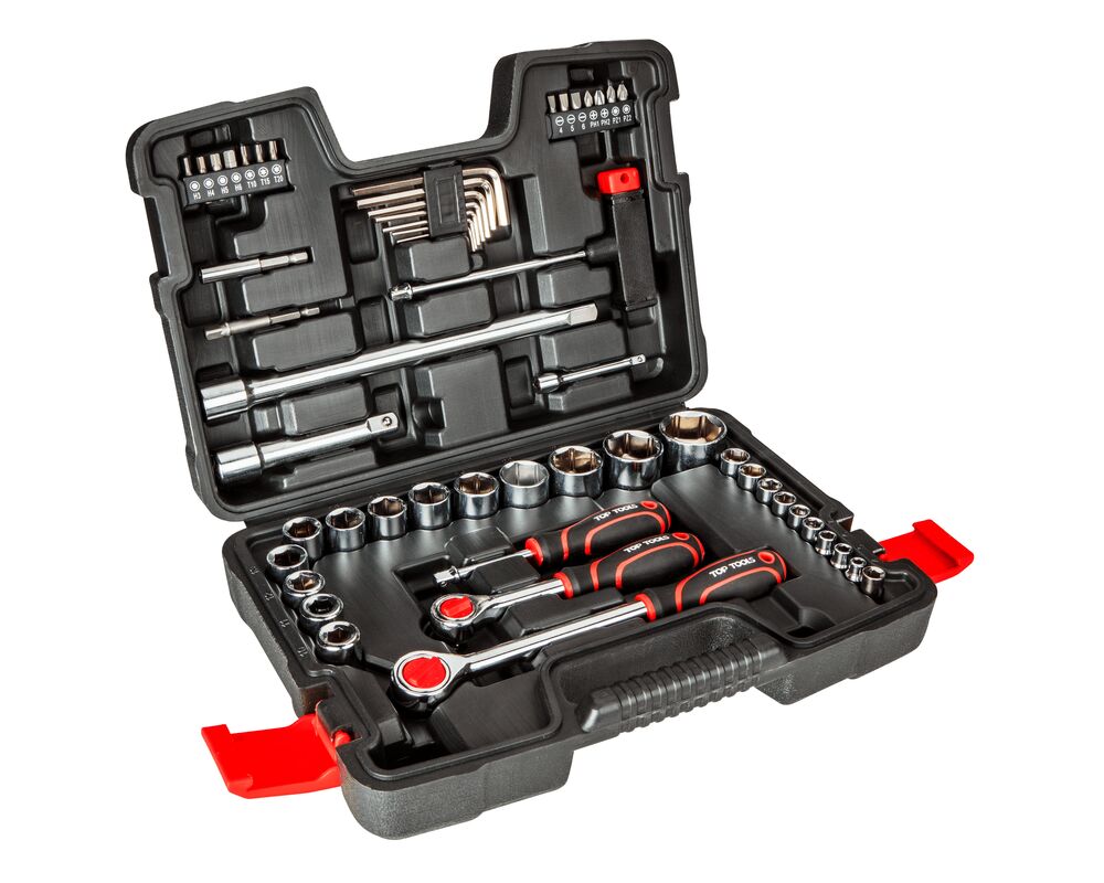 Zestaw kluczy nasadowych 1/4", 1/2" 53 sztuki Top Tools