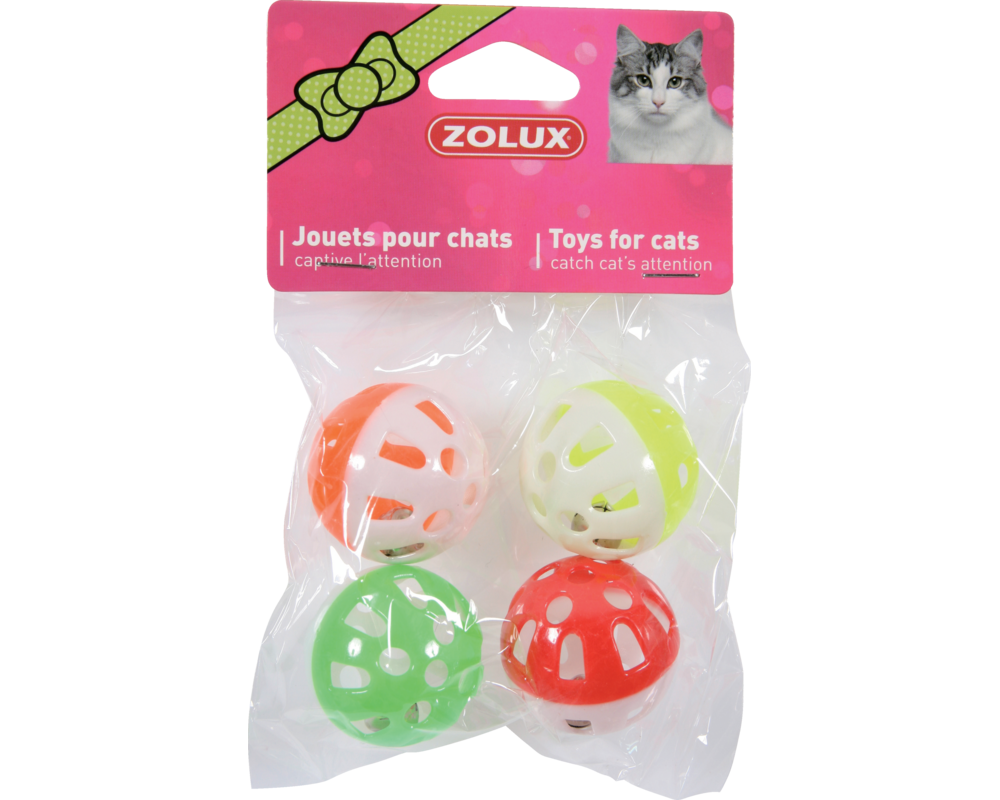Zabawki dla kota - zestaw 4 kul z dzwonkami 3 cm ZOLUX