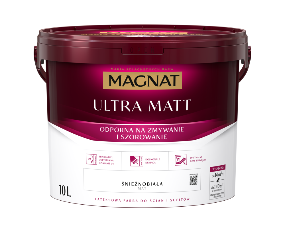 Farba emulsyjna Ultra Matt lateksowa biała 10 l Magnat 