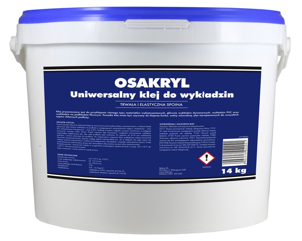 Klej uniwersalny do wykładzin Osakryl 14 kg