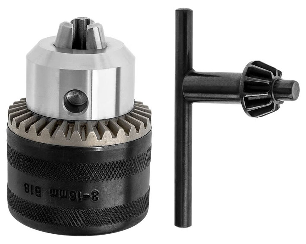 Uchwyt wiertarski zębaty z kluczykiem 3-16mm mocowanie stożek B18 Drel
