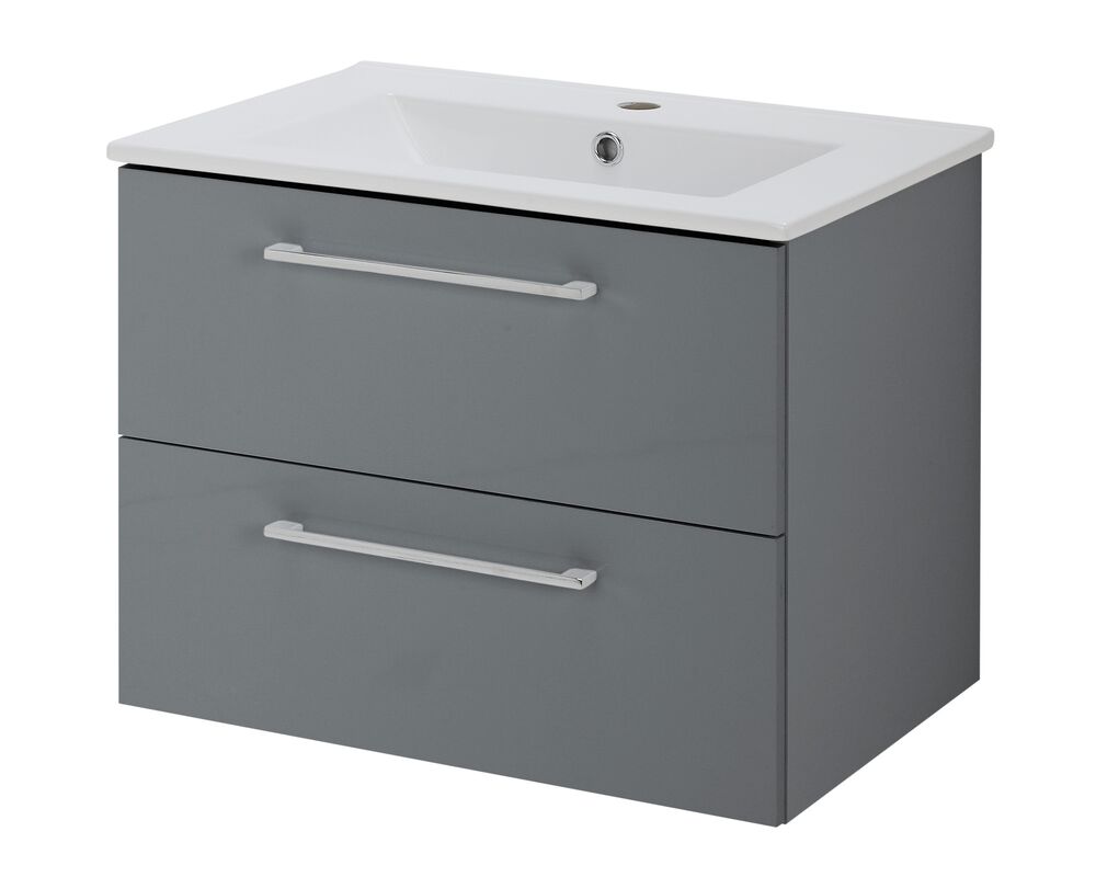 Szafka wisząca Soria Grey z umywalką 60 cm antracytowa