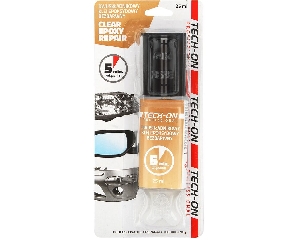 Klej dwuskładnikowy bezbarwny EPOXY REPAIR strzykawka 25 ml TECH-ON