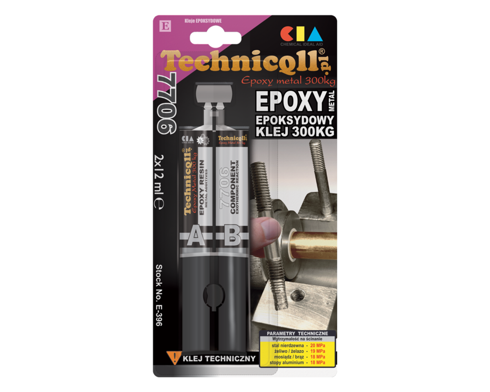 Klej metalowy epoksydowy 300 kg 2 x 12 ml