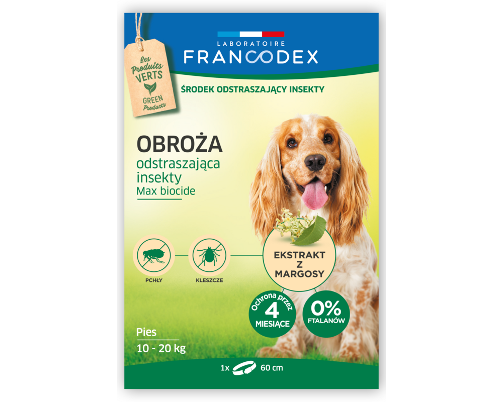 Obroża dla średnich psów odstraszająca insekty 60 cm FRANCODEX