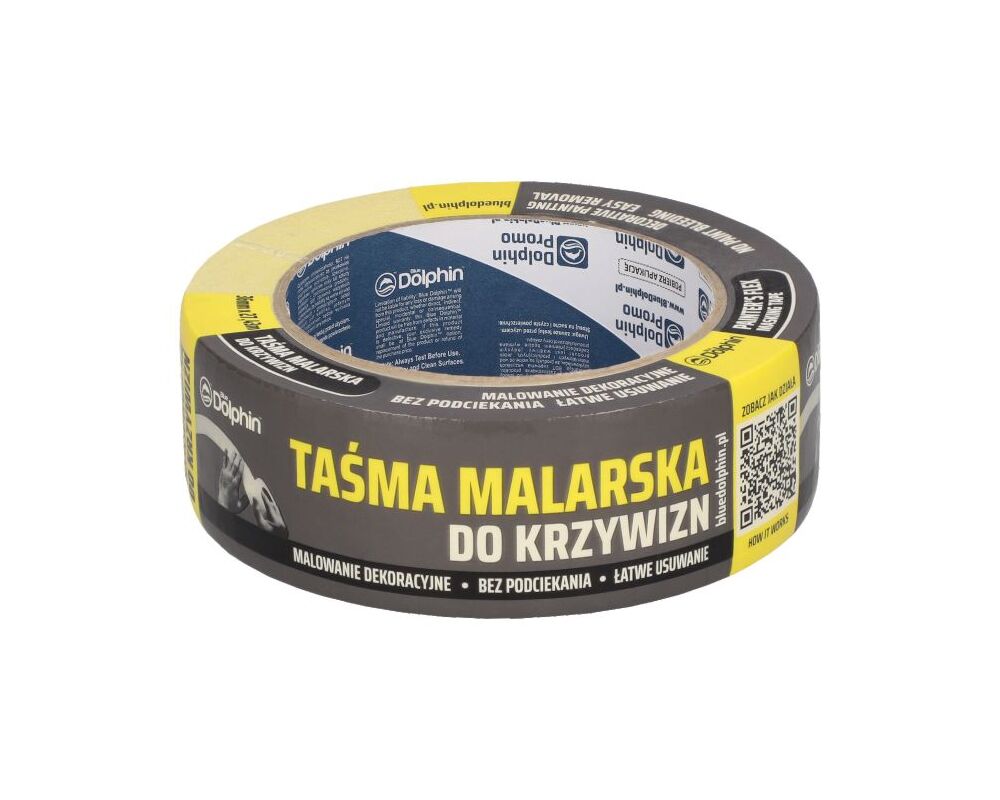 Taśma malarska do krzywizn 36 mm x 30 yd Blue Dolphin