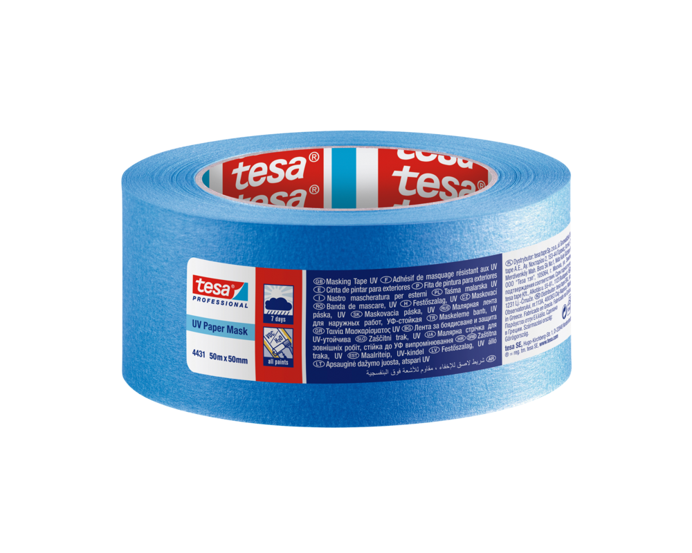 Taśma malarska maskująca Professional odporna na promieniowanie UV 50 m x 50 mm niebieska tesa®