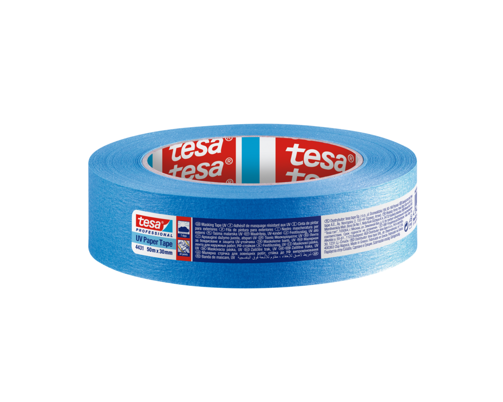 Taśma malarska maskująca Professional odporna na promieniowanie UV 50 m x 30 mm niebieska tesa®