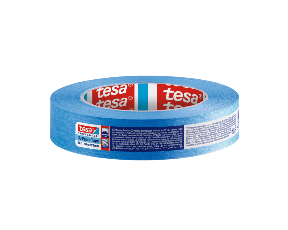 Taśma malarska maskująca Professional odporna na promieniowanie UV 50 m x 25 mm niebieska tesa®