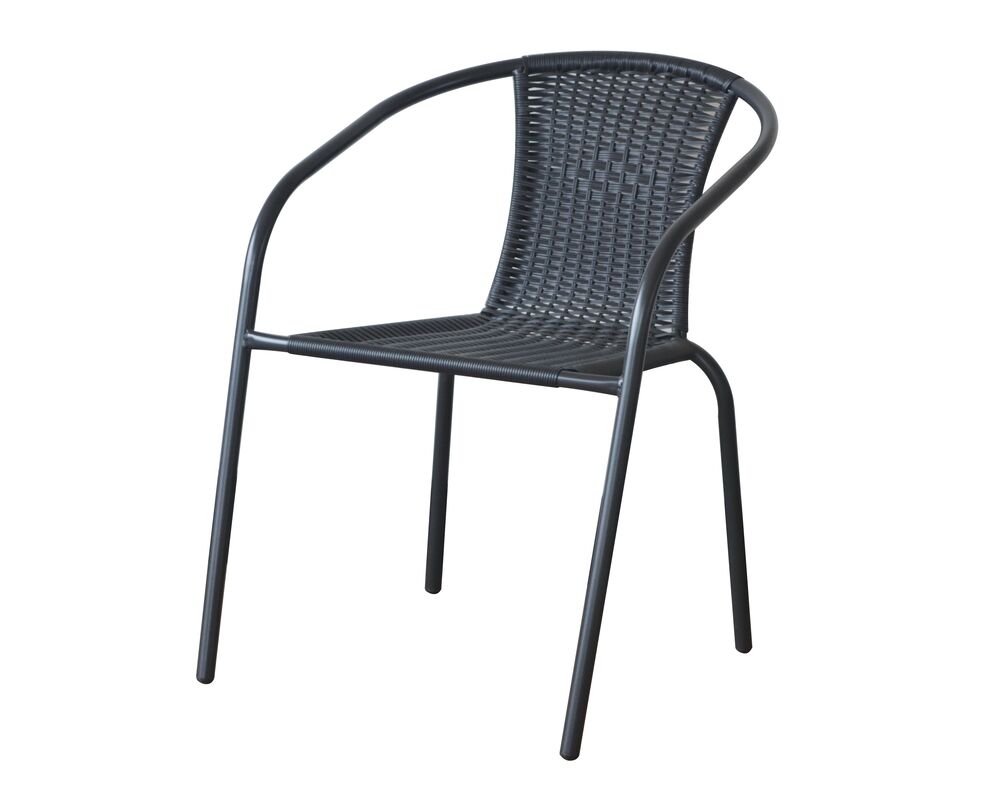 Fotel Bistro stal+rattan czarny