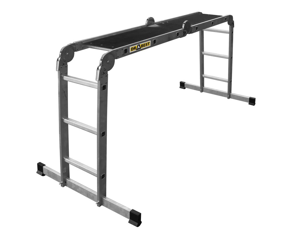 Drabina aluminiowa uniwersalna 4x3 PRO tłoczona podestem DRABEST