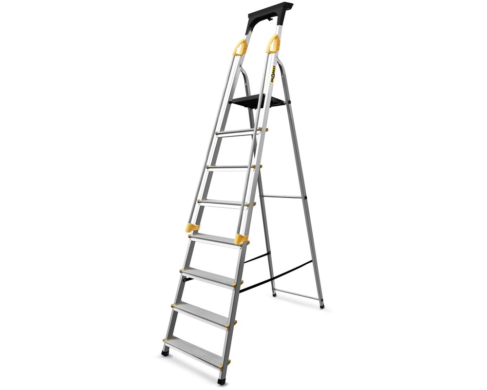 Drabina aluminiowa domowa z poręczami 8 stopniowa 150 kg DRABEST