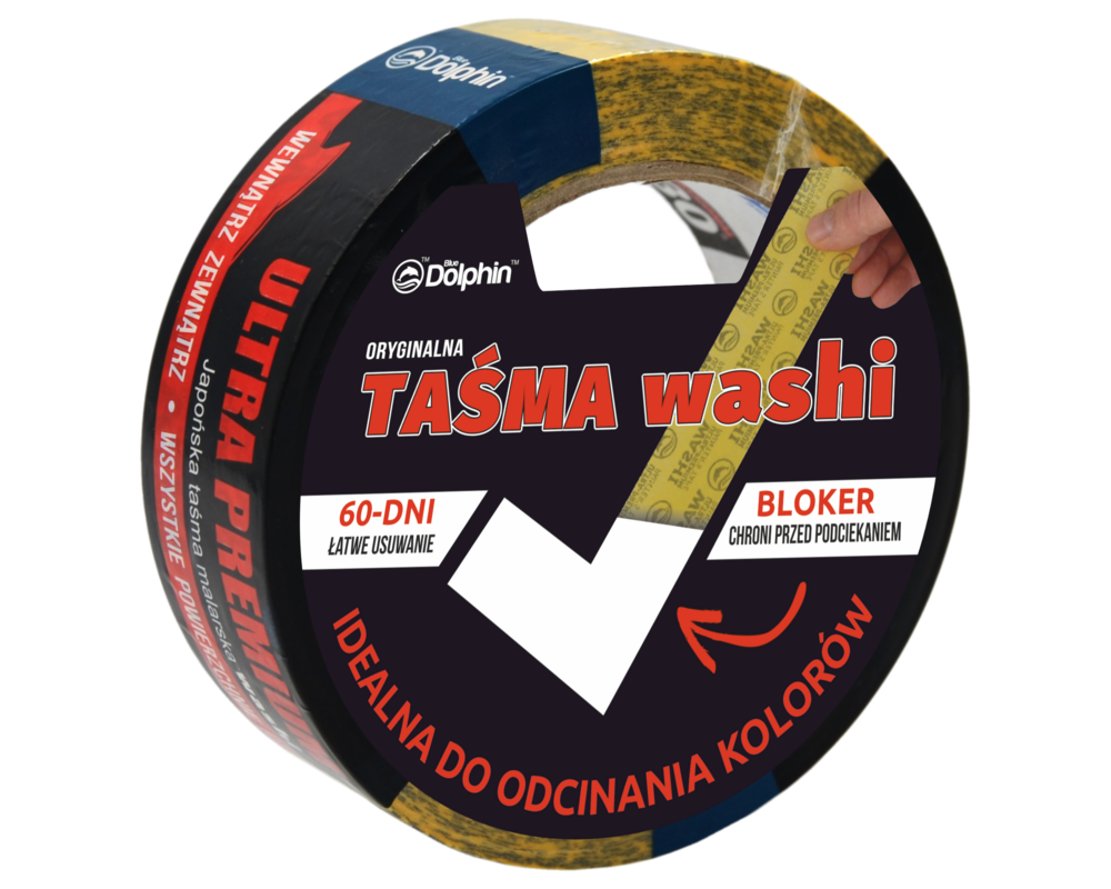 Taśma do odcinania kolorów WASHI 35 mm x 50 m Blue Dolphin