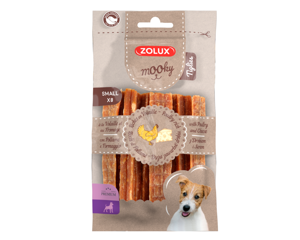 Przysmak MOOKY Premium Tiglies drób ser S x 8 szt. Zolux
