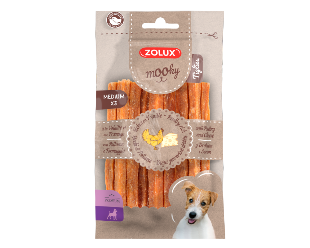 Przysmak MOOKY Premium Tiglies drób ser M x 3 szt. Zolux